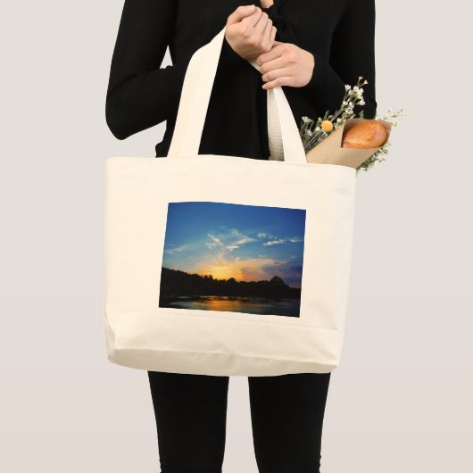 Grand Tote Bag Sunset Mountain Lake (Devant (produit))
