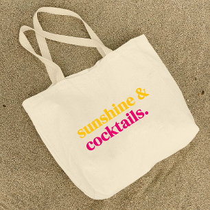Grand Tote Bag Sunshine et Cocktails Plage Vacation