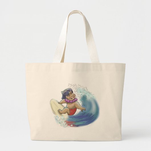 Grand Tote Bag surfer hawaïen (Devant)