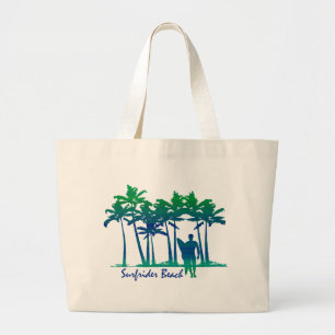 Grand Tote Bag Surfrider Beach Hawaiian Palm Tree Blend