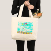 Grand Tote Bag Survoler La Ville Avec Des Ballons (Devant (produit))