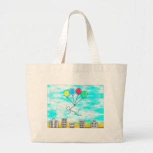 Grand Tote Bag Survoler La Ville Avec Des Ballons