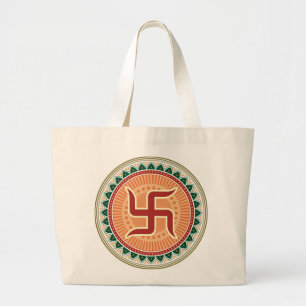 Grand Tote Bag Svastika avec le style indien traditionnel Mandana