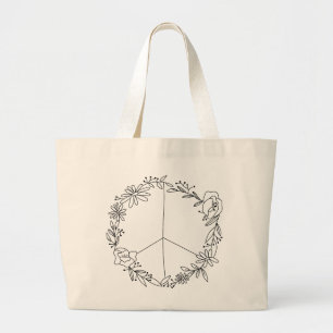 Grand Tote Bag SYMBOLE DE PAIX Floral Boho