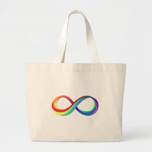 Grand Tote Bag Symbole d'infinité arc-en-ciel stratifié