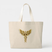 Grand Tote Bag Symbole Polygonal Or Caduceus (Dos)
