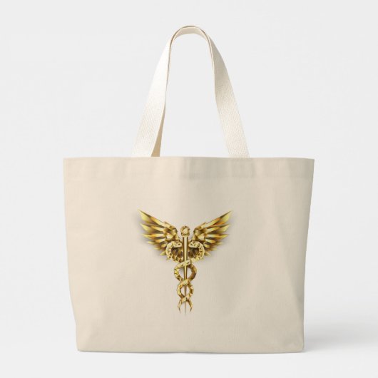 Grand Tote Bag Symbole Polygonal Or Caduceus (Dos)