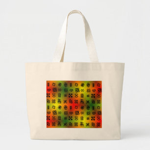 Grand Tote Bag Symboles Adinkra Aux Couleurs Africaines