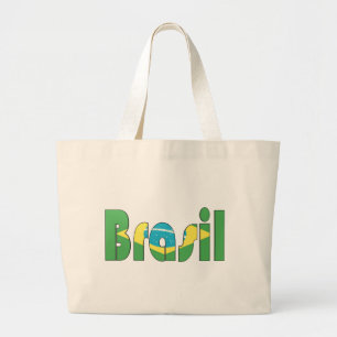 Grand Tote Bag T-shirt de drapeau du Brésil