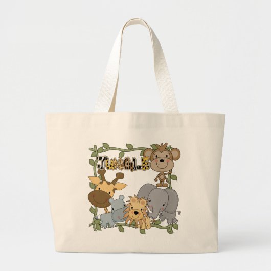 Grand Tote Bag T-shirts et cadeaux d'animaux de jungle de bébé (Devant)