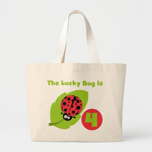 Grand Tote Bag T-shirts et cadeaux Lucky Bug 4th Birthday (Devant)
