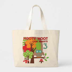 Grand Tote Bag T-shirts et cadeaux pour le 3e anniversaire de Owl