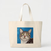 Grand Tote Bag Tabby Cat Peinture (Devant)