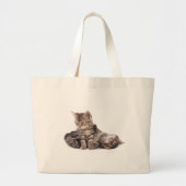 Grand Tote Bag tabby kittens playing (Devant)