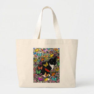 Grand Tote Bag Taches de rousseur dans les papillons - chat de
