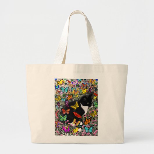 Grand Tote Bag Taches de rousseur dans les papillons - chat de (Devant)