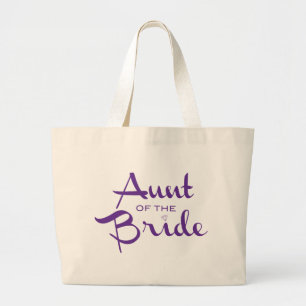 Grand Tote Bag Tante de mariée violette sur blanc