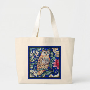 Grand Tote Bag Tapisserie de hibou de William Morris, beige et