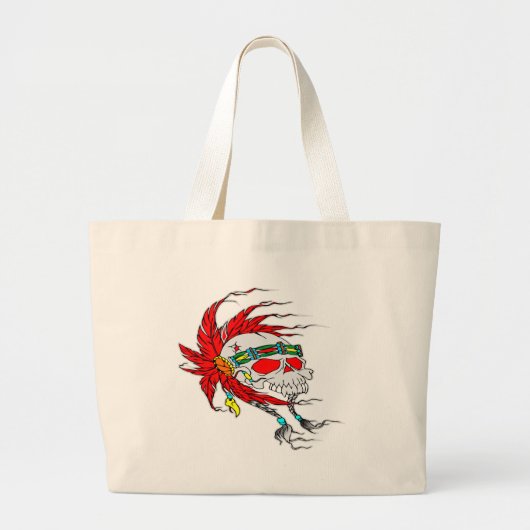 Grand Tote Bag Tatouage indien de crâne (Devant)