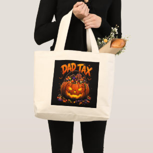 Grand Tote Bag Taxe Papa Drôle Halloween Citrouille