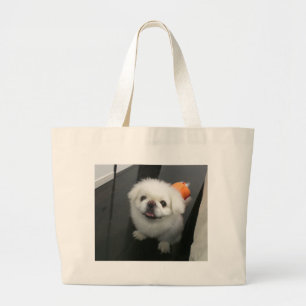 Grand Tote Bag Tchiot shih tzu regardant l'appareil photo