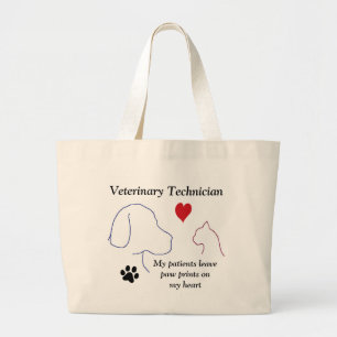 Grand Tote Bag Technicien vétérinaire - empreintes de pattes su