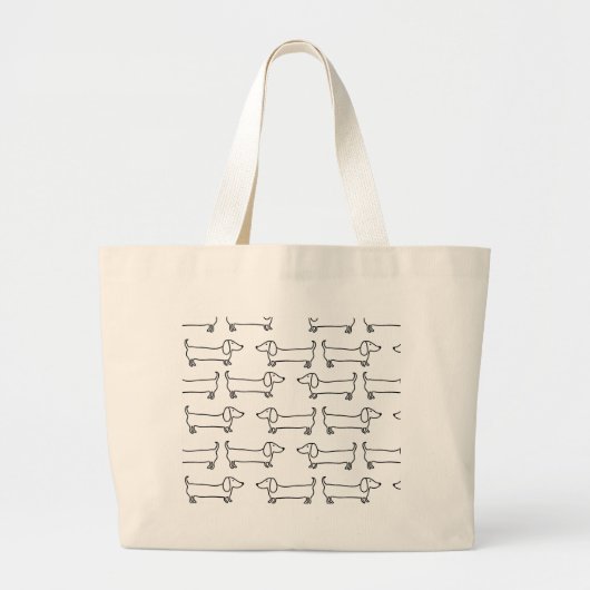 Grand Tote Bag Teckel dans noir-blanc (Devant)