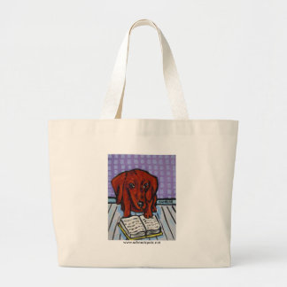 Grand Tote Bag Teckel lisant un livre