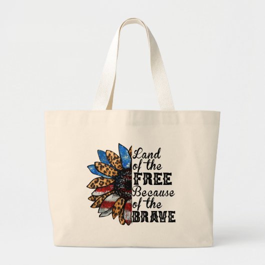 Grand Tote Bag Terre tournesol de libre à cause du courageux (Devant)