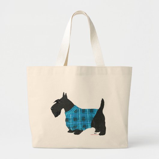 Grand Tote Bag Térrier Écossais en Pull (Devant)