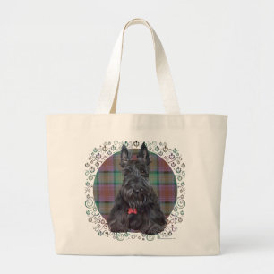 Grand Tote Bag Terrier Écossais sur Tartan
