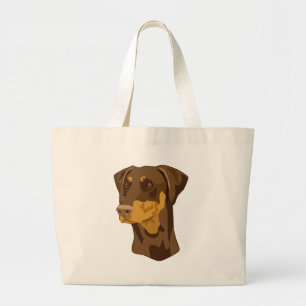 Grand Tote Bag Tête de dobermann, rouge, Uncropped