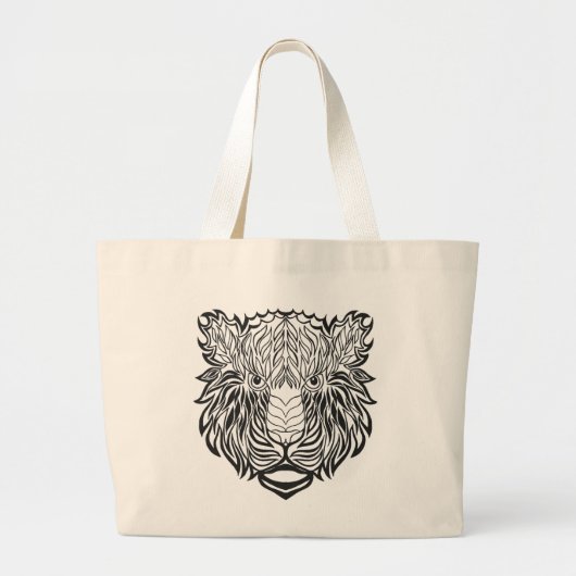 Grand Tote Bag Tête de tigre de style (Devant)