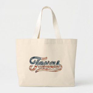 Grand Tote Bag Texas Red White Blue Logo Style Aquarelle Cowboy