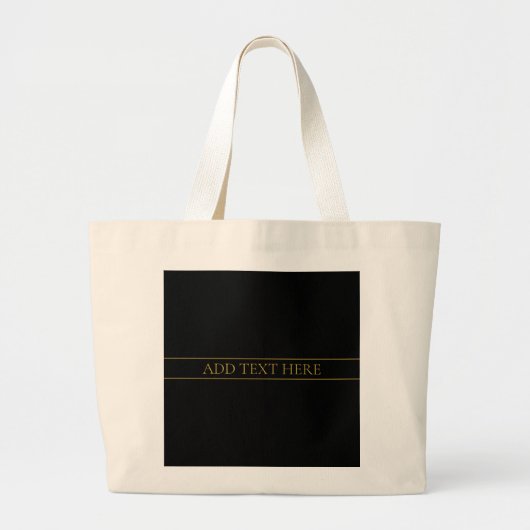 Grand Tote Bag Texte et lignes Gold personnalisables (Devant)