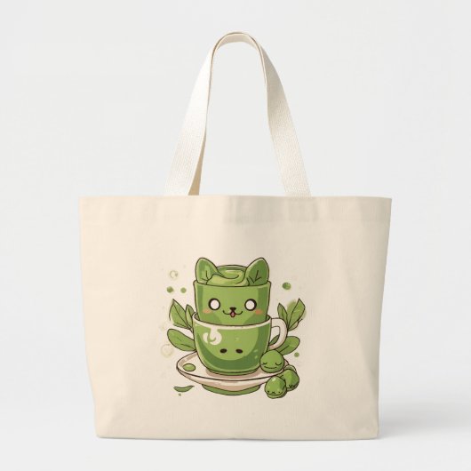 Grand Tote Bag thé vert matcha (Devant)