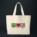 Grand Tote Bag Théâtre Peace Love<br><div class="desc">Un cadeau de Noël parfait pour ceux qui aiment les arts de la scène. Un joli club de théâtre présent pour un acteur.</div>