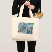 Grand Tote Bag Thème de plage de bascules électroniques (Devant (produit))