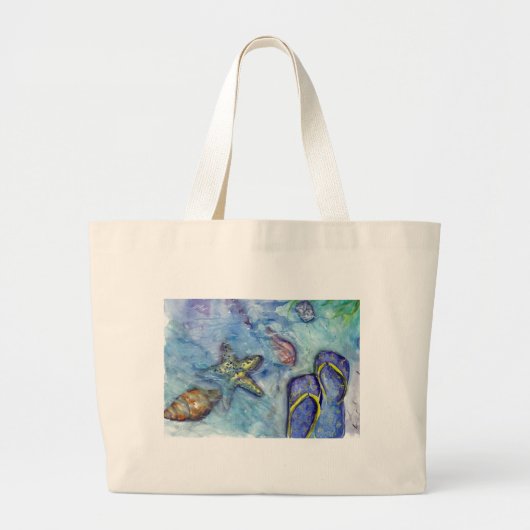Grand Tote Bag Thème de plage de bascules électroniques (Devant)