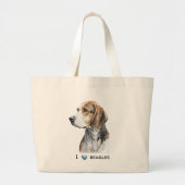 Grand Tote Bag Toile beagle personnalisable fourre-tout (Devant)