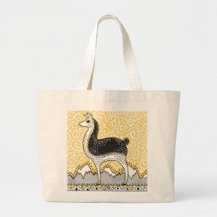 Grand Tote Bag toile point-point fourre-tout de lama de lama