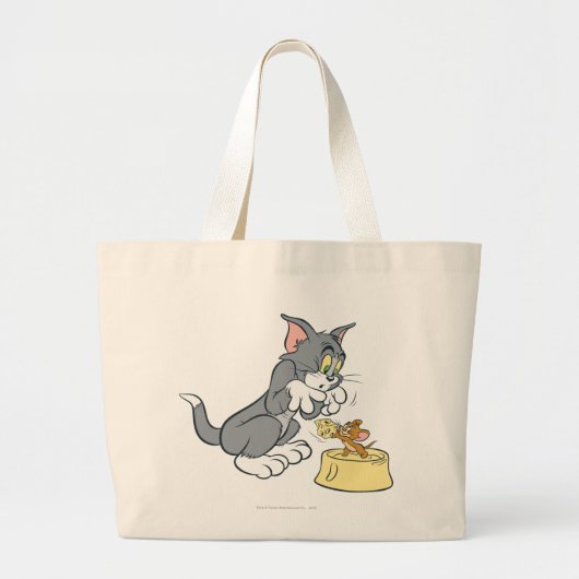 Grand Tote Bag Tom et Jerry nourrissent le chat (Devant)