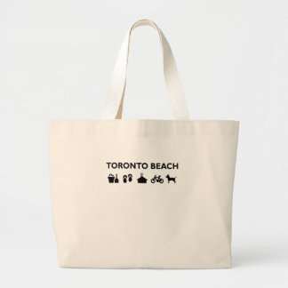 Grand Tote Bag Toronto Beach Icons Monotone Black