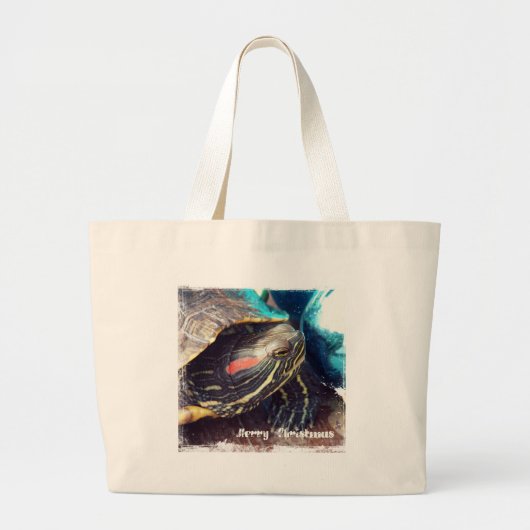 Grand Tote Bag Tortue de Noël (Devant)