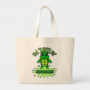 Grand Tote Bag Tortue Mignonne Citation Drôle Totalement Adorable