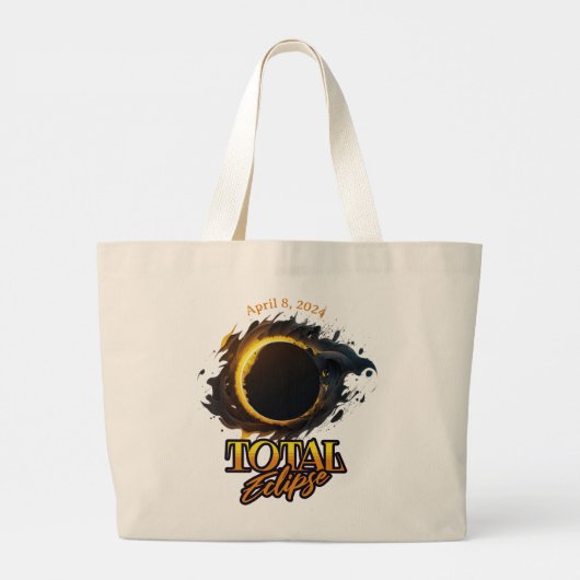 Grand Tote Bag Total Éclipse solaire 8 avril 2024 Commémoratif (Dos)