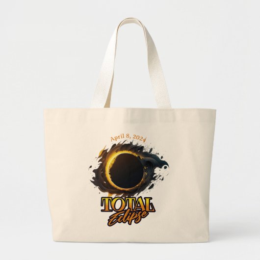 Grand Tote Bag Total Éclipse solaire 8 avril 2024 Commémoratif (Devant)