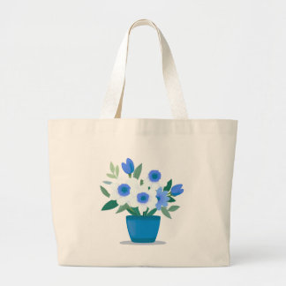 Grand Tote Bag Tote Bag-Blue Flower Design