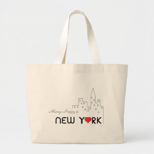 Grand Tote Bag Toujours heureux à New York avec le coeur