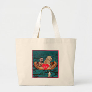 Grand Tote Bag "Tour de canoë de nuit avec le meilleur ami "